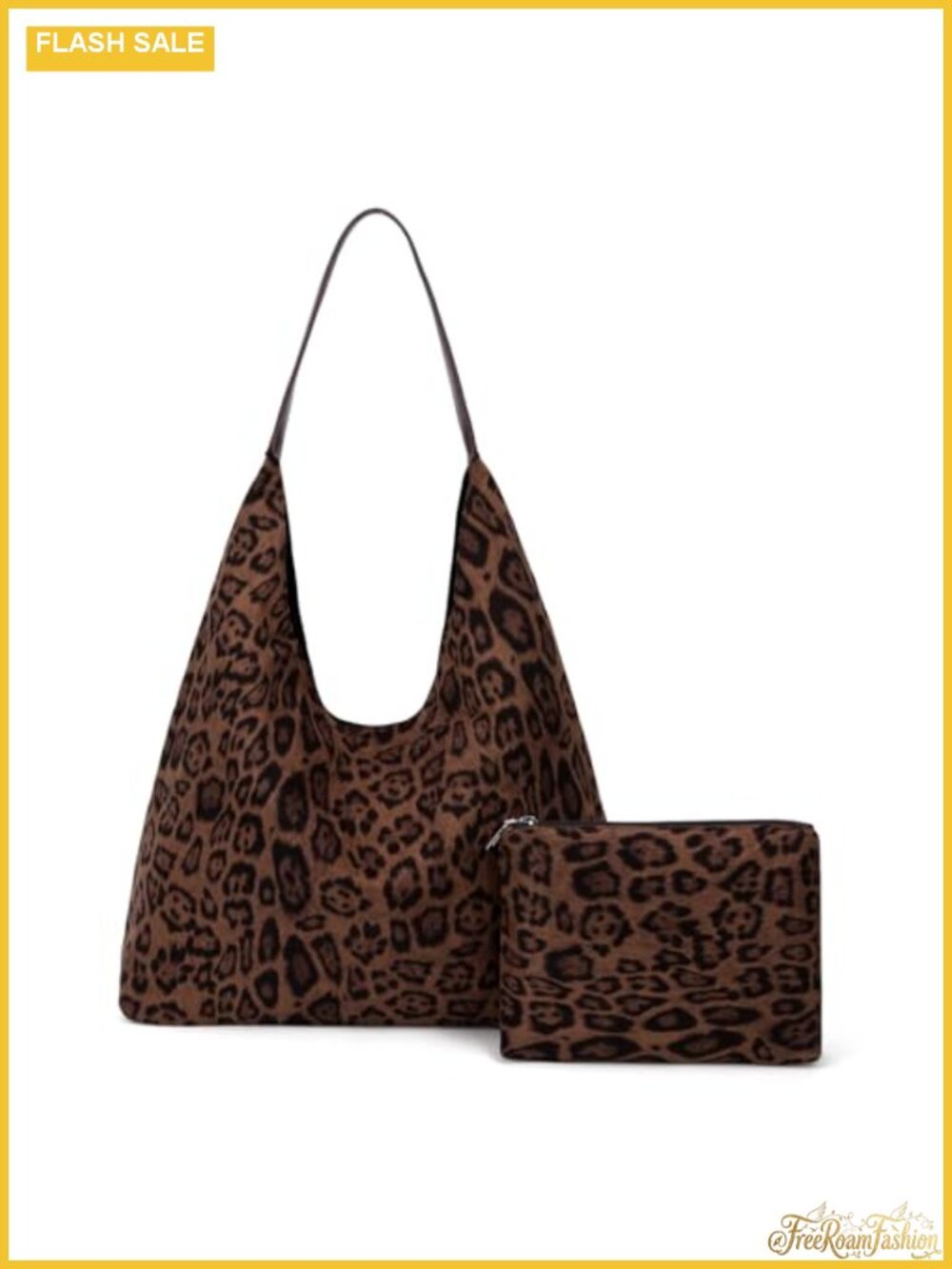 Large Faux Suede Leopard Hobo Tote Bag for Work Office Shoulder Purse